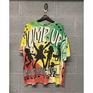 Vintage 1993 Jump Up Music Festival Concert AOP T Shirt Sz L Reggae Tie Dye Band